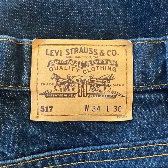 LEVI’S Vintage 517 DarkWash Straight Leg Rare Blank Orange Tab Jean 34 x 30 - Picture 7 of 8